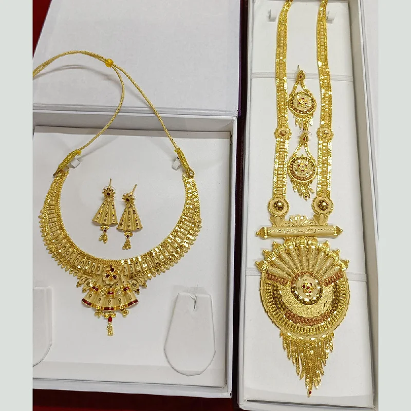 silver necklaces for women-Pari Art Jewellery Forming Gold Double Necklace Set