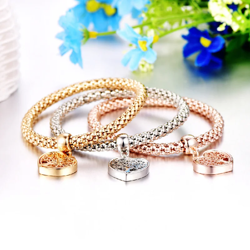 gemstone bracelets for women-Sweet Leaf Heart Shape Butterfly Alloy Inlay Artificial Crystal Women's Bracelets