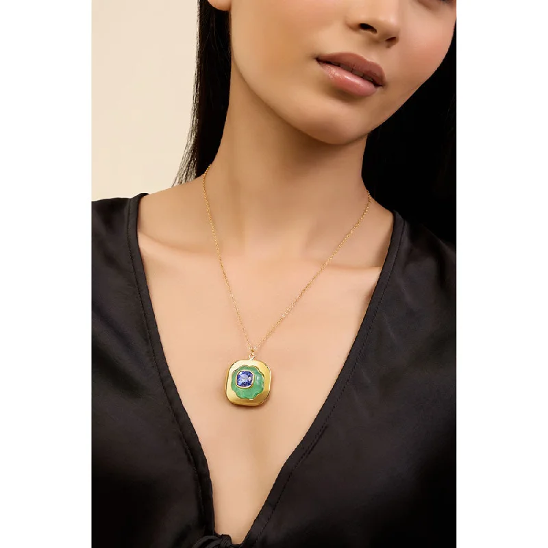 long chain necklaces for women-Isharya Aqua Cool Pendant in 18Kt Gold Plated Necklace