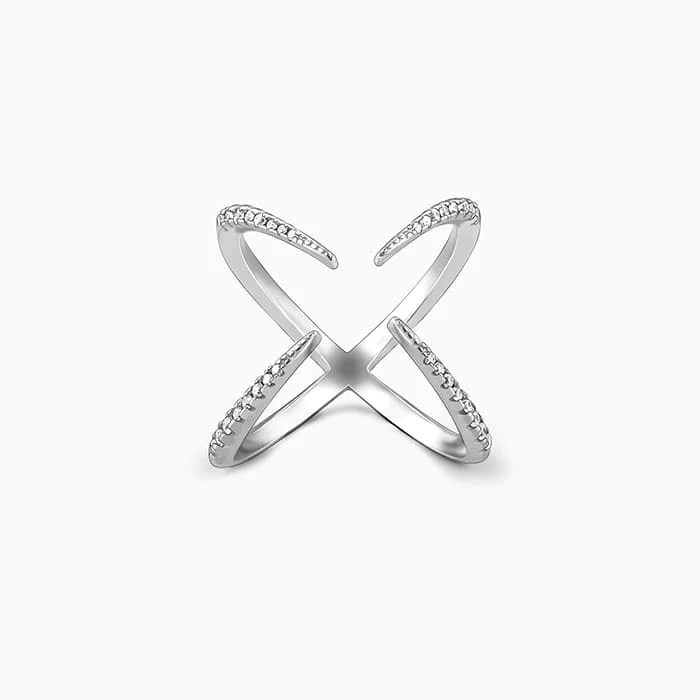 cubic zirconia rings for women-Silver Celestial Cocktail Ring