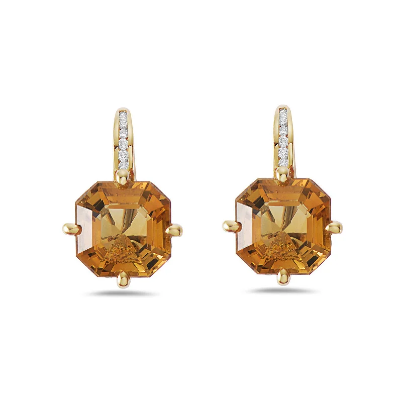 gold stud earrings for women-Pastel Diamond Citrine Drop Earrings