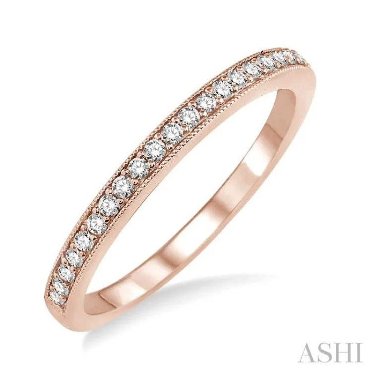 gemstone engagement rings for women-1/5 Ctw Round Cut Diamond Wedding Band in 14K Rose Gold