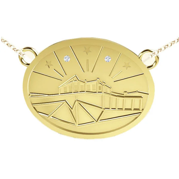 gold chain necklaces for women-EDINBURGH CASTLE WITH STARS NECKLACE IN YELLOW GOLD