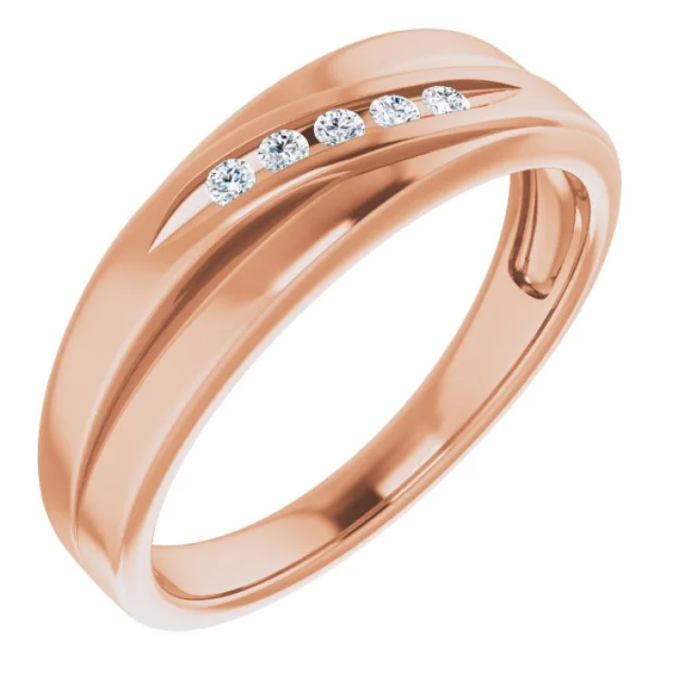 promise rings for women-14K Rose 1.7 mm Round 1/10 CTW Natural Diamond Wedding Band