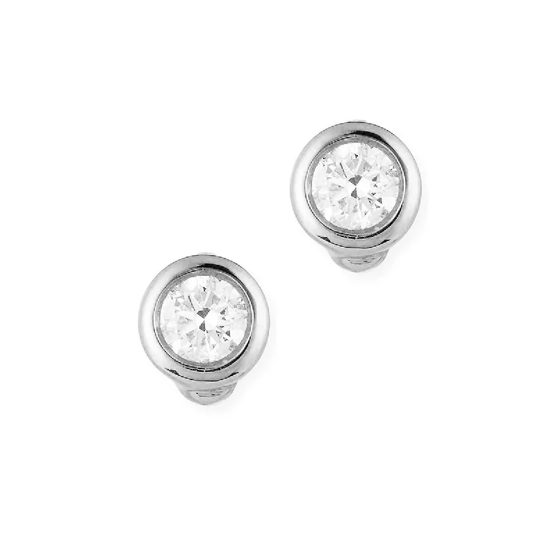 crystal earrings for women-Tiny Treasures 0.10Ct Diamond Stud Earrings in 18K White Gold