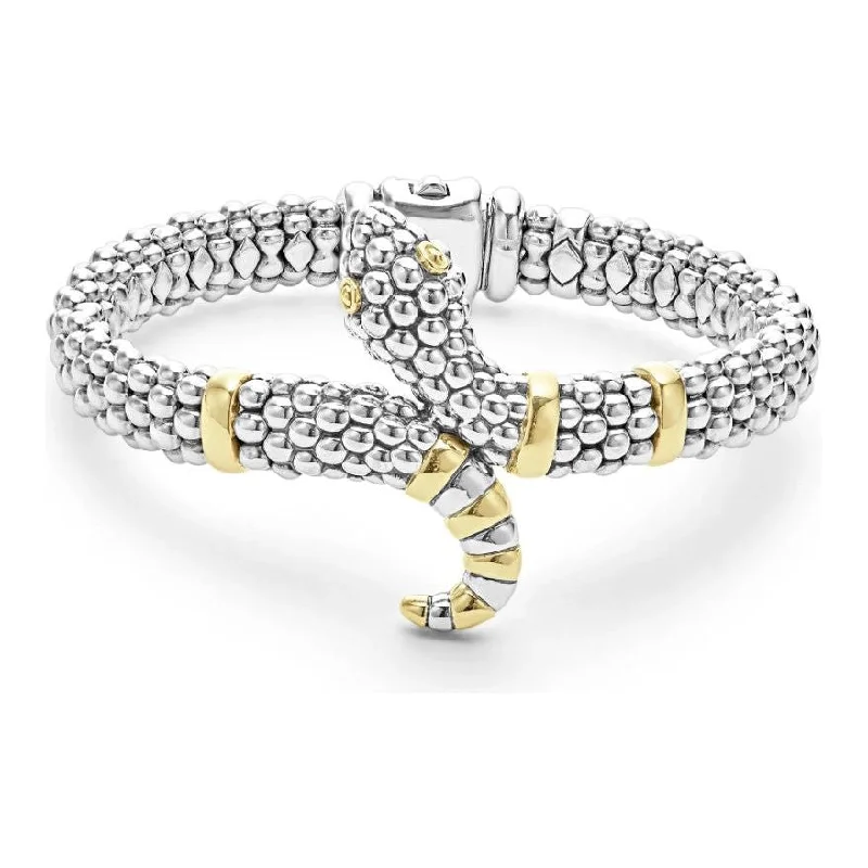 classic bracelets for women-Lagos 18K and Sterling Silver Rare Wonders Snake Bracelet