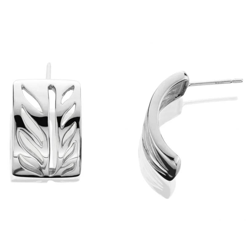 white gold earrings for women-STERLING SILVER HAND CUT EARRINGS