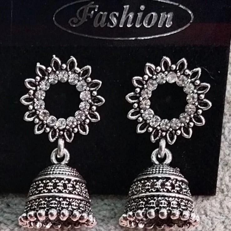 bridal earrings for women-Tahura Oxidised Plated Jhumki Earrings