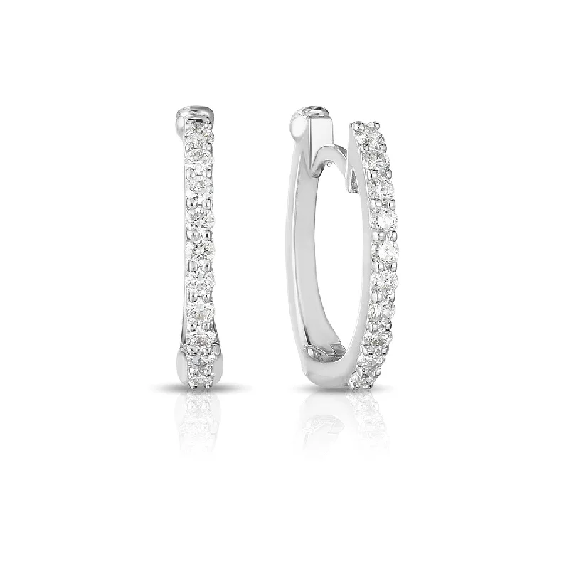 round stud earrings for women-0.20ct Round Diamonds GH/SI Baby Hoop Earrings in 18K White Gold