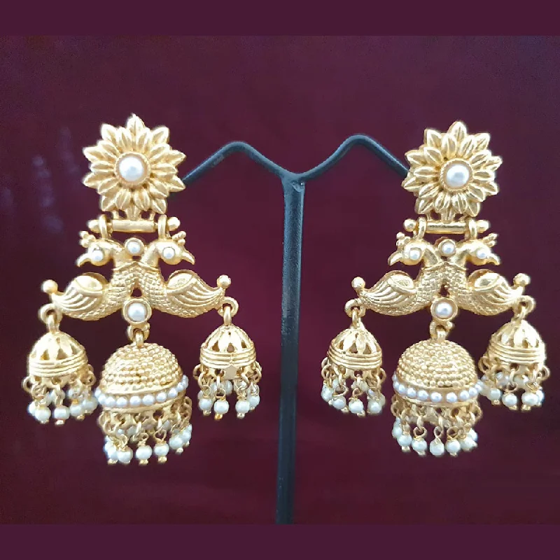 chandelier diamond earrings for women-Neepa Jewells Copper Gold Jhumki Earrings