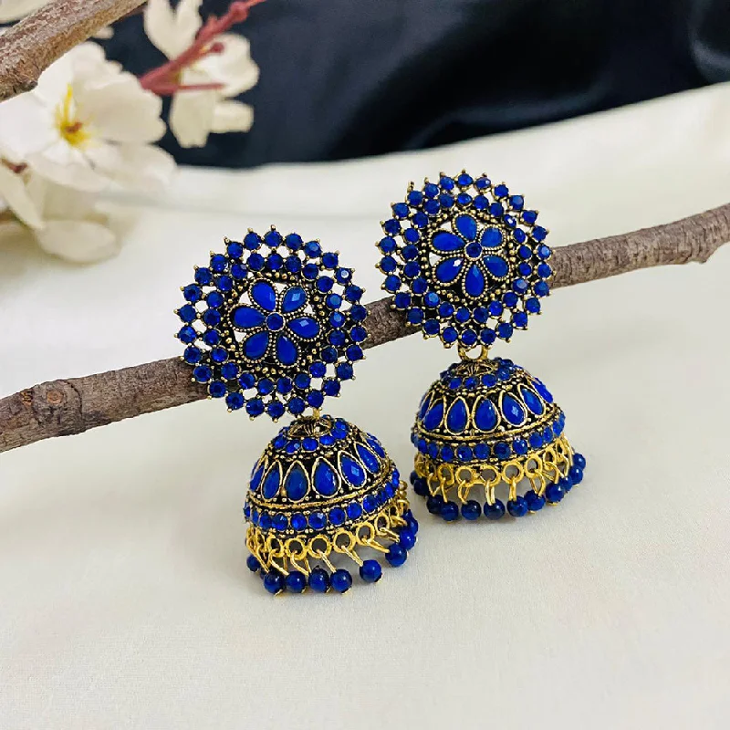 heart-shaped earrings for women-Subhag Alankar Dark Blue Attractive Kundan earrings For Girls and Women