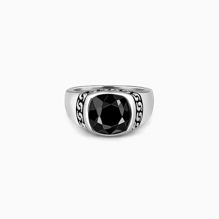 gold rings for women-Silver Black Radiance Ring For Him