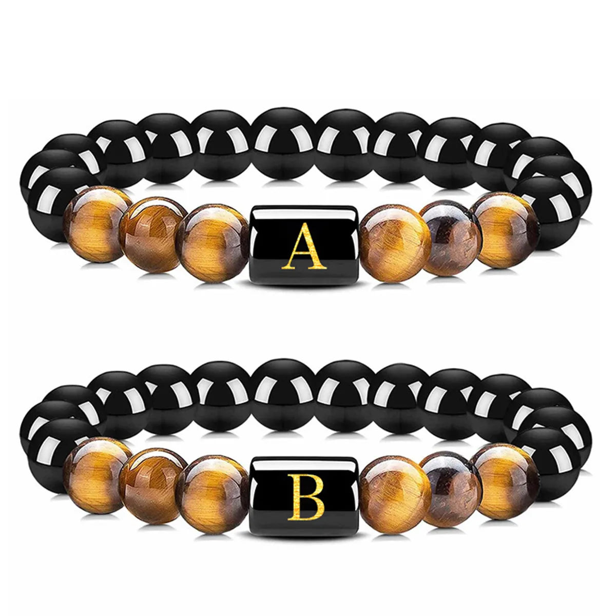 sparkle bangles for women-Casual Streetwear Geometric Obsidian Men'S Bracelets