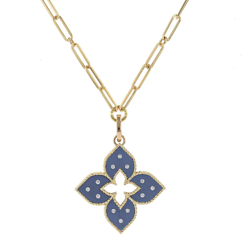 chain necklaces with pendants for women-18K Gold Blue Titanium Necklace with Diamonds