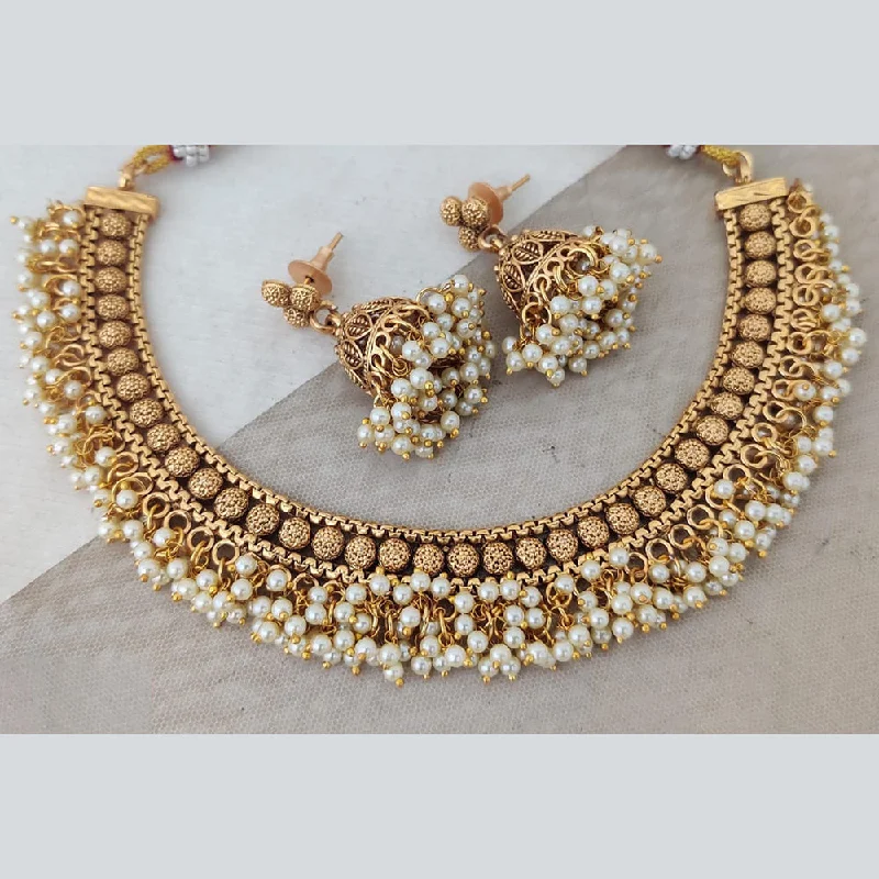 luxury necklaces for women-Rani Sati Jewels Gold Plated Pearl Necklace Set