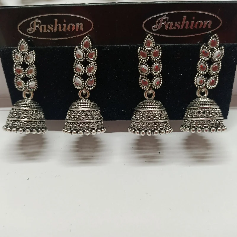 statement gemstone earrings for women-Tahura Oxidised Plated Jhumki Earrings