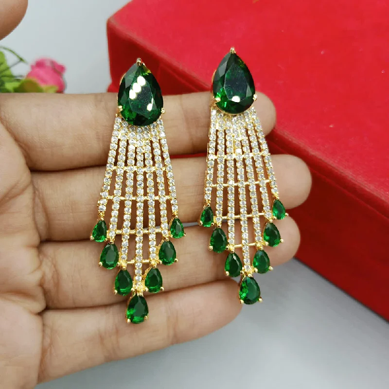 birthstone earrings for women-Manisha Jewellery Gold Plated AD Stone Dangler Earrings