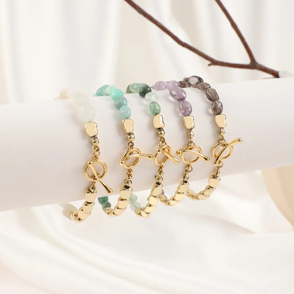 birthstone bracelets for women-Vintage Style Color Block Natural Stone Beaded Women's Bracelets