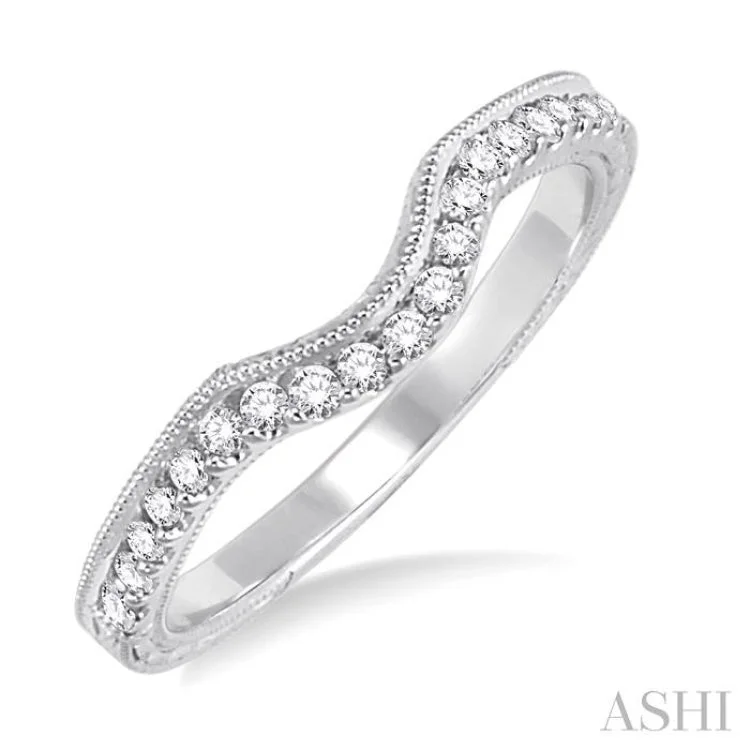 zirconia engagement rings for women-1/5 Ctw Round Cut Diamond Wedding Band in 14K White Gold