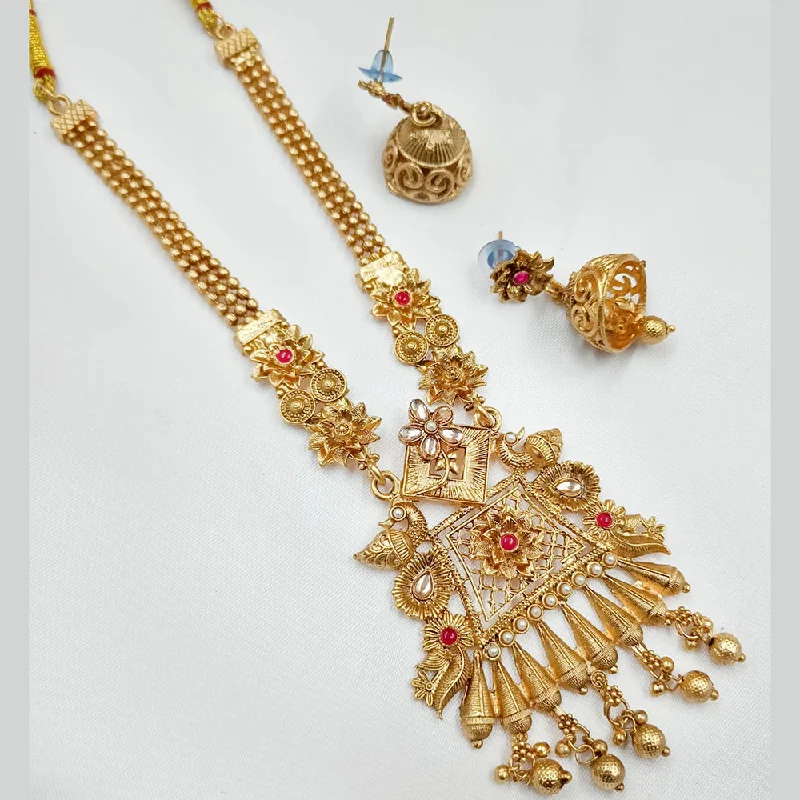 dainty necklaces for women-Padmawati Bangles Gold Plated Pota Stone Necklace Set