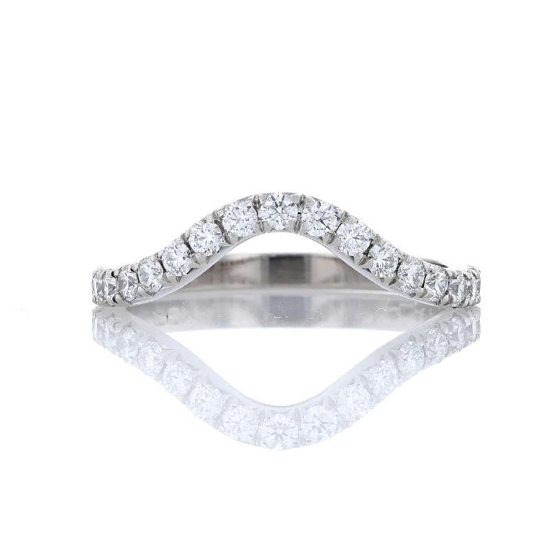 antique-style engagement rings for women-Platinum Diamond Contour Wedding Band