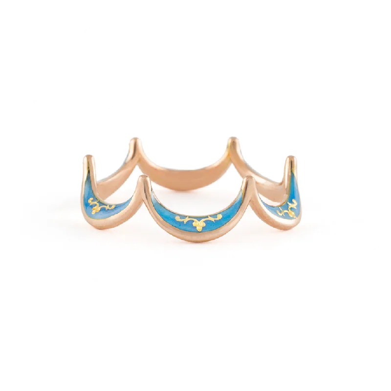 chunky rings for women-Jado Flora - Royal Turquoise