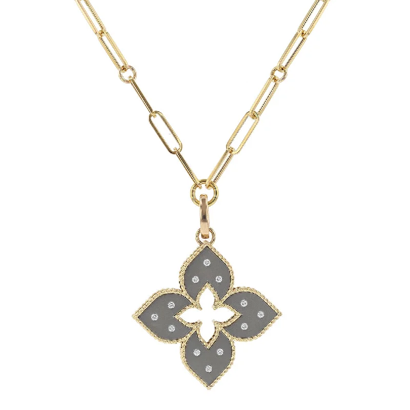 vintage necklaces for women-18K Gold Grey Titanium Necklace with Diamonds