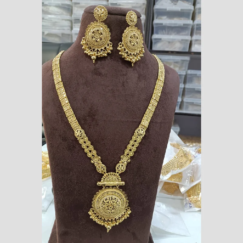 gold necklaces for women-Sunrise Gold  Forming  Long Necklace Set