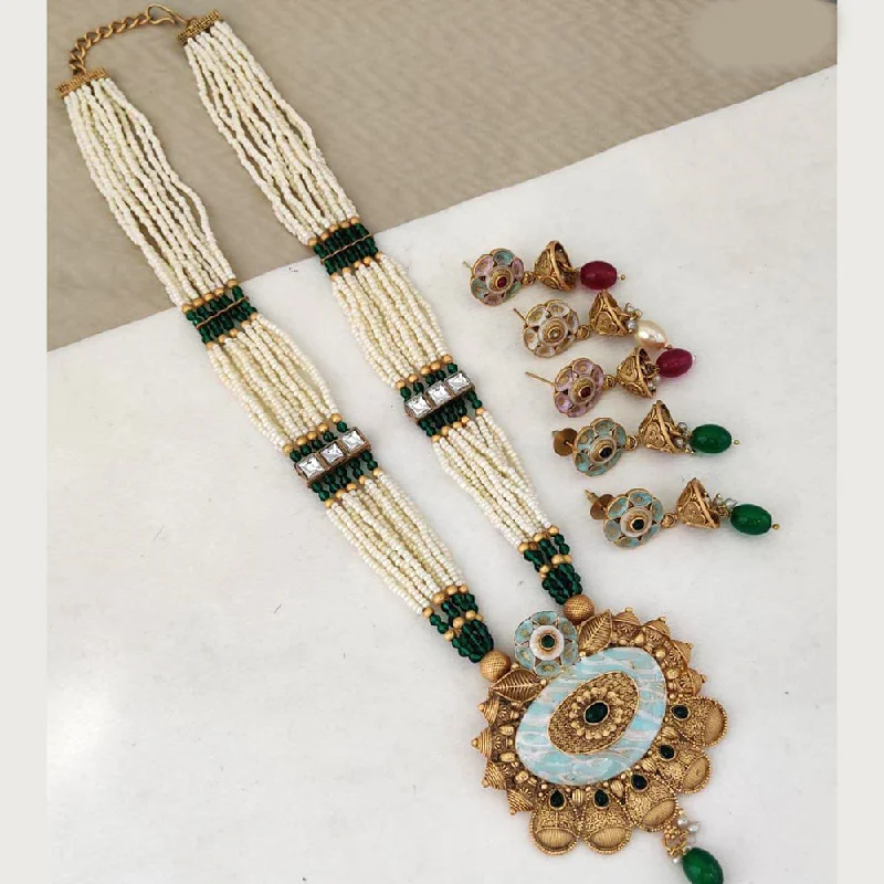 modern necklaces for women-Rani Sati Jewels Gold Plated Necklace Set