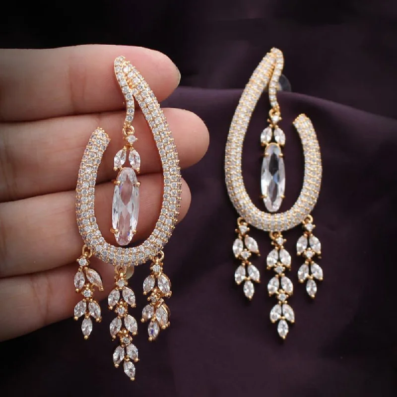 chandelier earrings for women-Pooja Bangles Rose Gold Plated Dangler Earrings