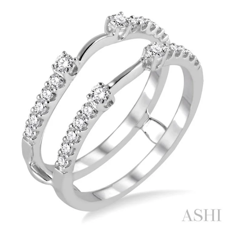 affordable rings for women-1/2 Ctw Round Cut Diamond Insert Ring in 14K White Gold