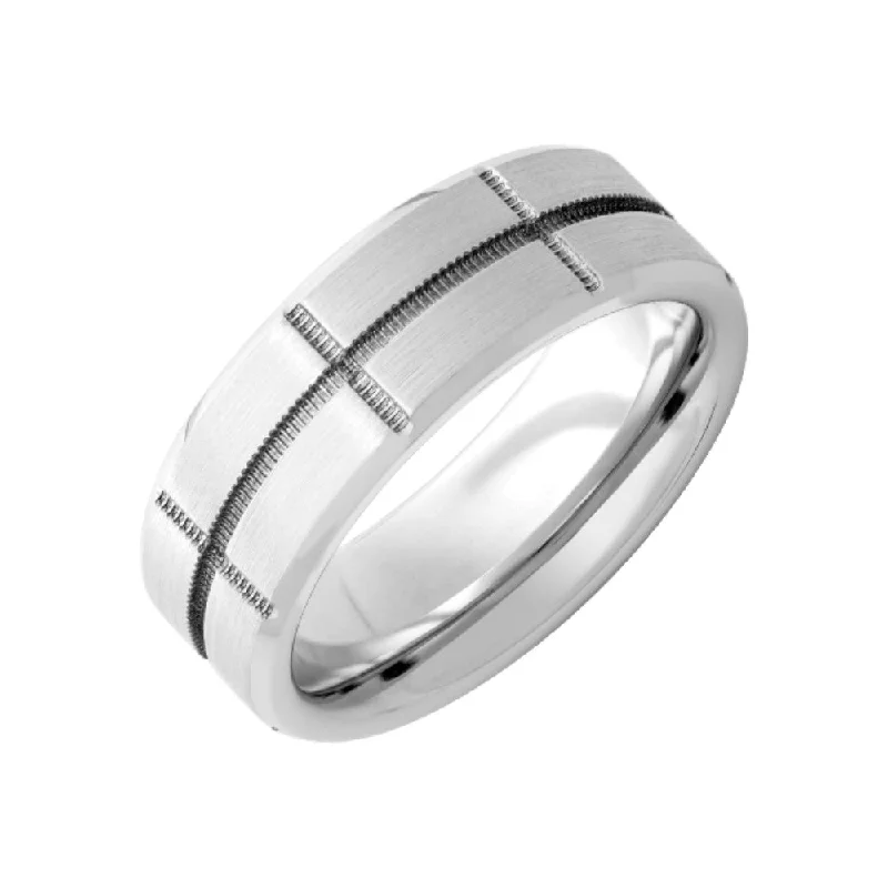 minimalist engagement rings for women-Serenium Fancy 8mm Wedding Band RMSA002842-10