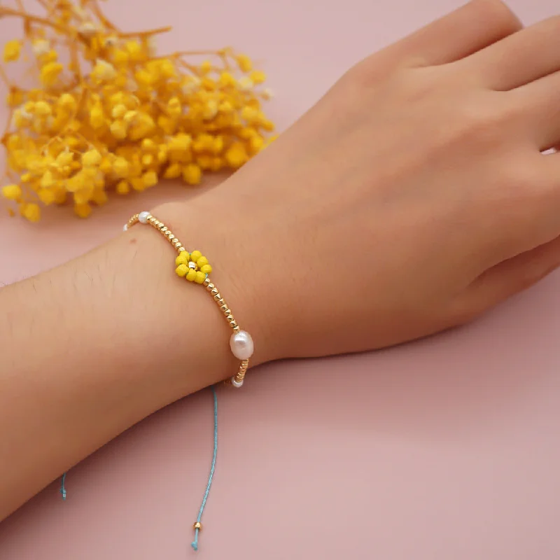 crystal bracelets for women-Gooddiy Wholesale Jewelry Fashion Beads Hand-woven Small Daisy Bracelet