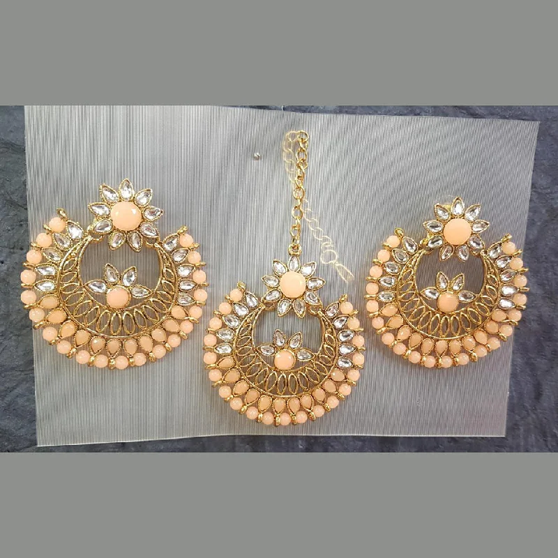 geometric drop earrings for women-Shreeji Gold Plated Earrings With Mangtikka