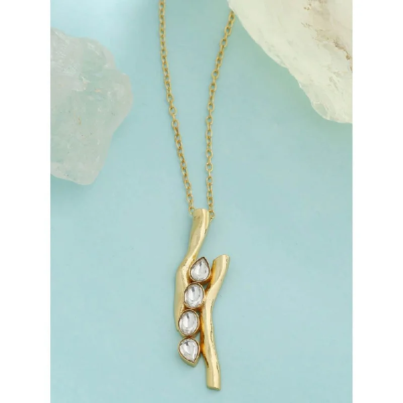 infinity symbol necklaces for women-Zurooh 18K Gold Plated Stem Design Polki Necklace