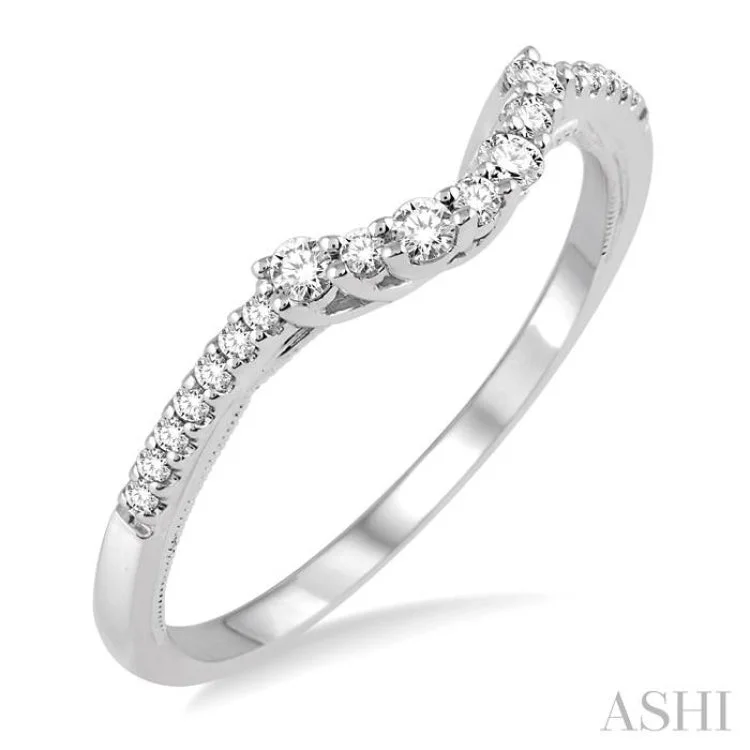 luxury rings for women-1/3 Ctw Round Cut Diamond Wedding Band in 14K White Gold