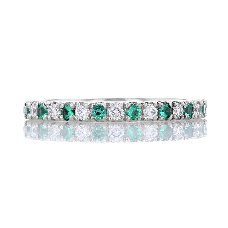 affordable diamond engagement rings for women-Emerald and Diamond Wedding Band