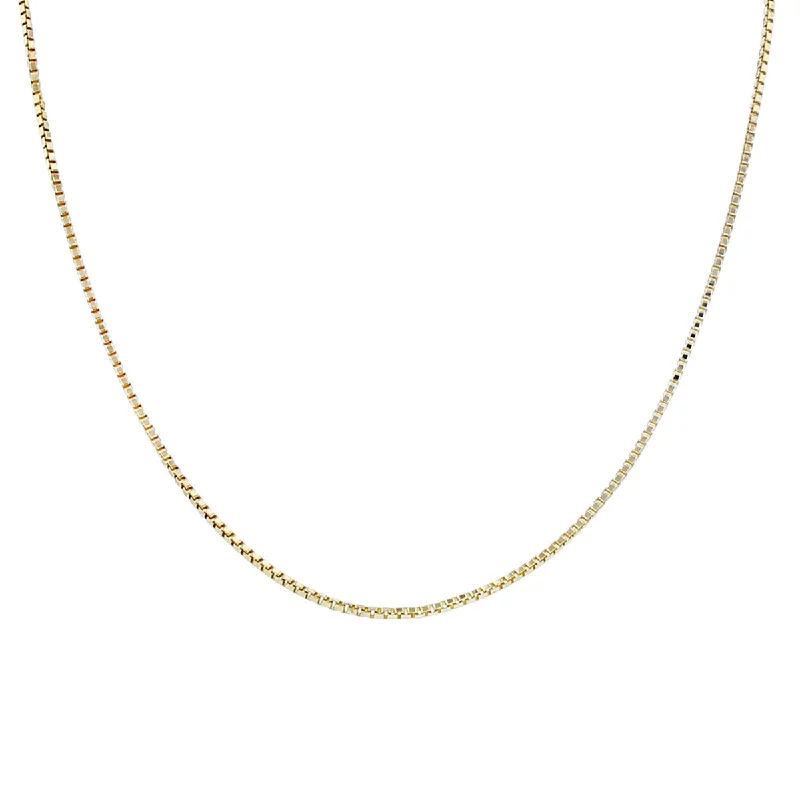 diamond cluster necklaces for women-17-Inch 14K Yellow Gold Box Chain Necklace