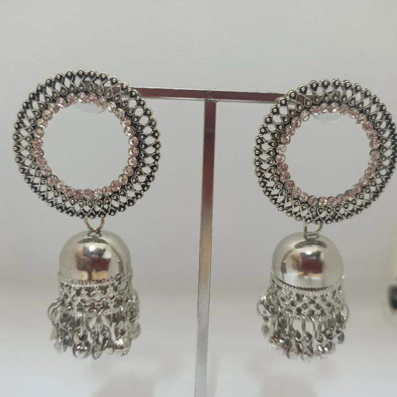 statement drop earrings for women-Tahura Oxidised Plated Jhumki Earrings