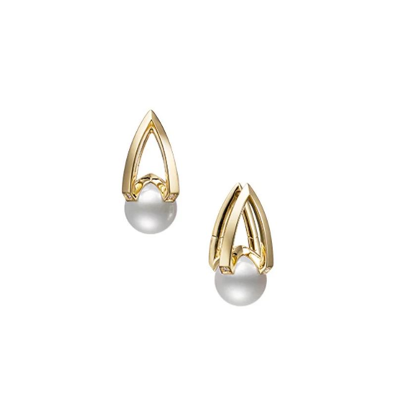 adjustable earrings for women-M Collection Akoya Cultured Pearl Earrings