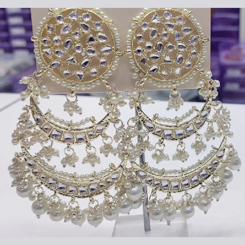 gold earrings for women-Manisha Jewellery Gold Plated Kundan Stone Dangler Earrings