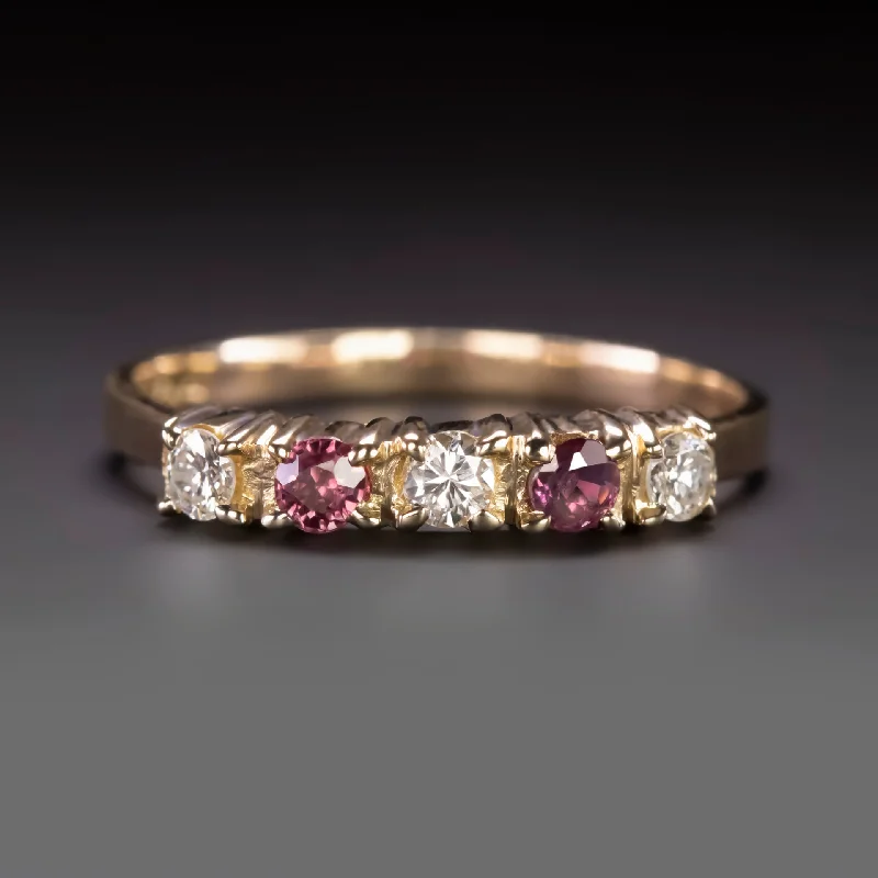 sapphire engagement rings for women-0.40ct RUBY DIAMOND WEDDING BAND STACKING RING 14k YELLOW GOLD NATURAL ROUND