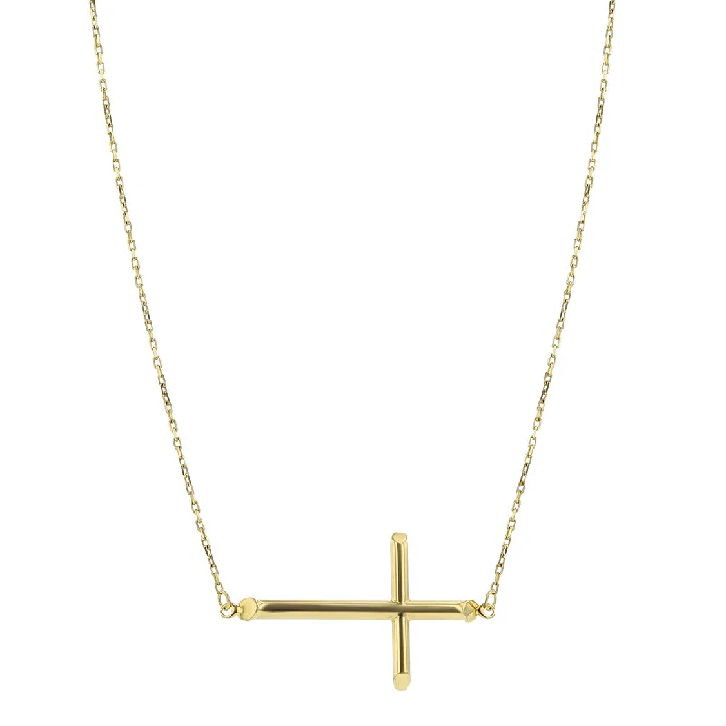 bridal necklaces for women-14K Yellow Gold Cross Cable-Link Necklace