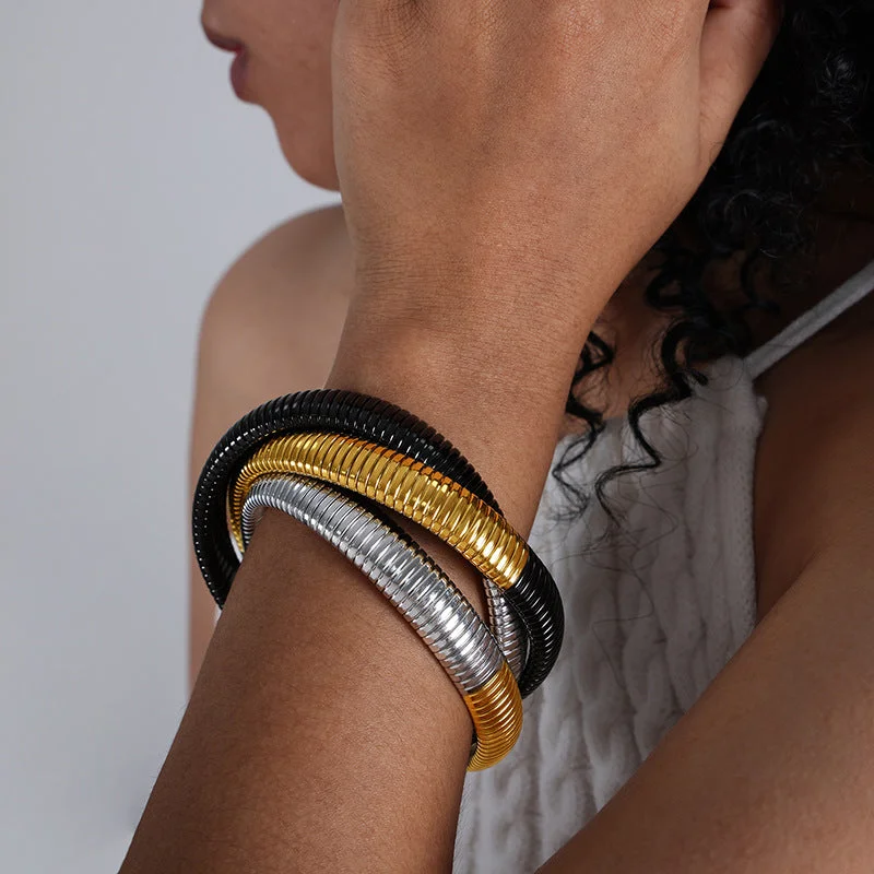 Z010-Gold Black Steel Color Matching Bracelet