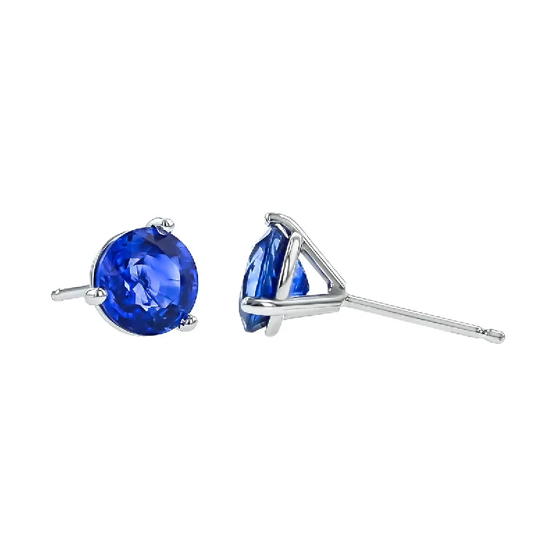 pearl drop earrings for women-18K White Gold Sapphire Stud Earrings