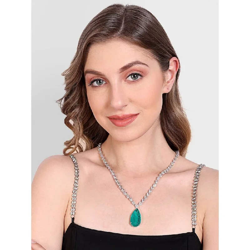 charm necklaces for women-Auraa Trends Rhodium Plated Necklace Set