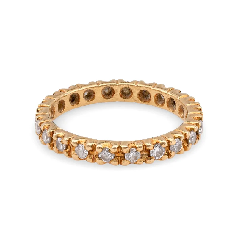 eternity bands for women-French Diamond Yellow Gold Eternity Ring