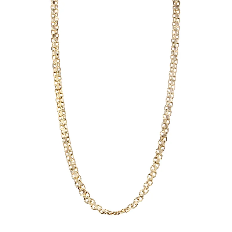 vintage necklaces for women-16-Inch 14K Yellow Gold Wide Link Necklace