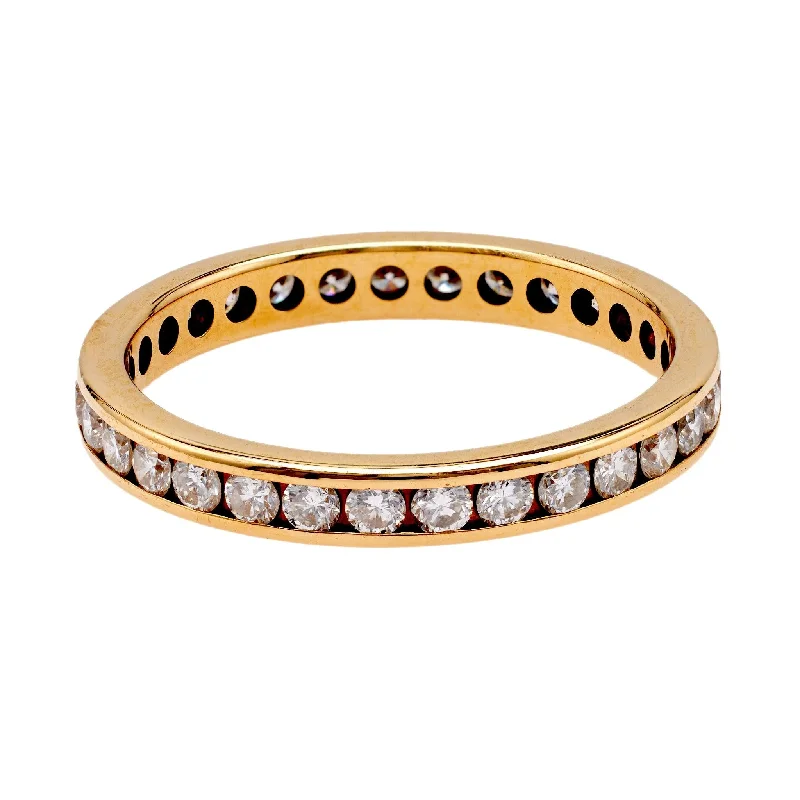 cocktail rings for women-Vintage Diamond 18k Yellow Gold Channel Set Eternity Band