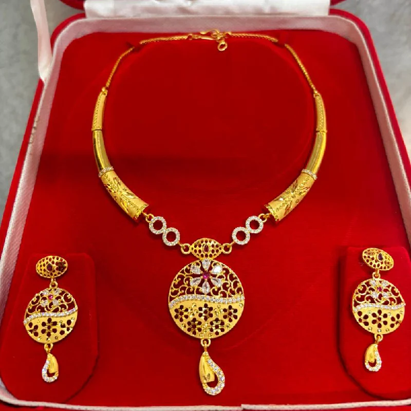 custom charm necklaces for women-Pari Art Jewellery Forming Gold Necklace Set